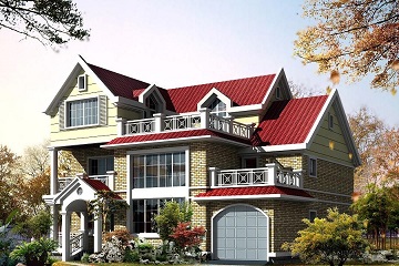 三層精致的自建復(fù)式小別墅，占地154㎡，帶有室內(nèi)車庫(kù)