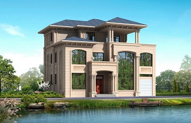 高端歐式三層自建別墅設(shè)計(jì)圖，帶有室內(nèi)車庫(kù)