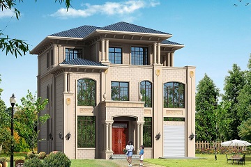 13*14m三層歐式自建房屋設計圖，帶有室內(nèi)車庫