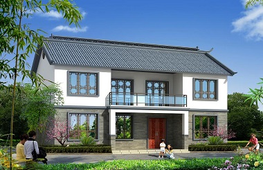 中式二層小戶型雙拼自建房屋設(shè)計(jì)圖，美觀精致，非常適合建在江南一代