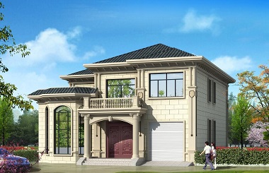 造價(jià)40萬(wàn)左右占地200平方米二層自建房屋設(shè)計(jì)圖，帶有室內(nèi)車庫(kù)