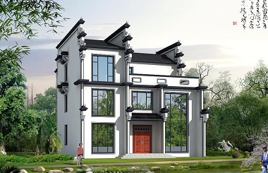 高端徽派三層自建別墅設(shè)計(jì)圖，端莊大氣，自建房屋首選