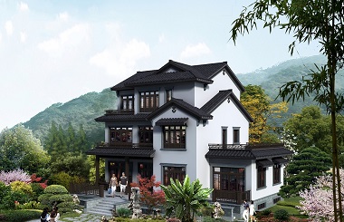 富有江南氣息的高端三層自建別墅設(shè)計(jì)圖，帶有地下室