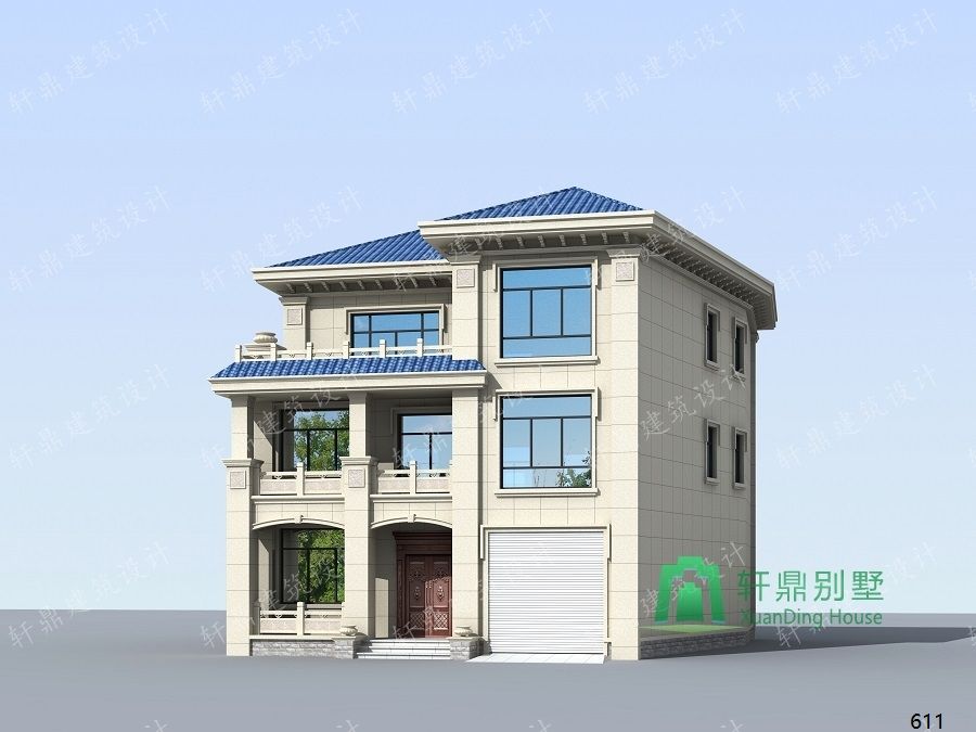 農(nóng)村三層帶車(chē)庫(kù)自建別墅設(shè)計(jì)圖側(cè)面效果圖.jpg