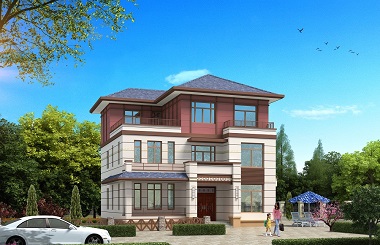 精品中式三層自建別墅設(shè)計圖，復式客廳，造價30萬左右