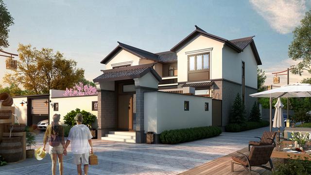 11x13兩層新中式庭院別墅，主體面積30萬平方米，非常適合農(nóng)村住宅建設(shè)