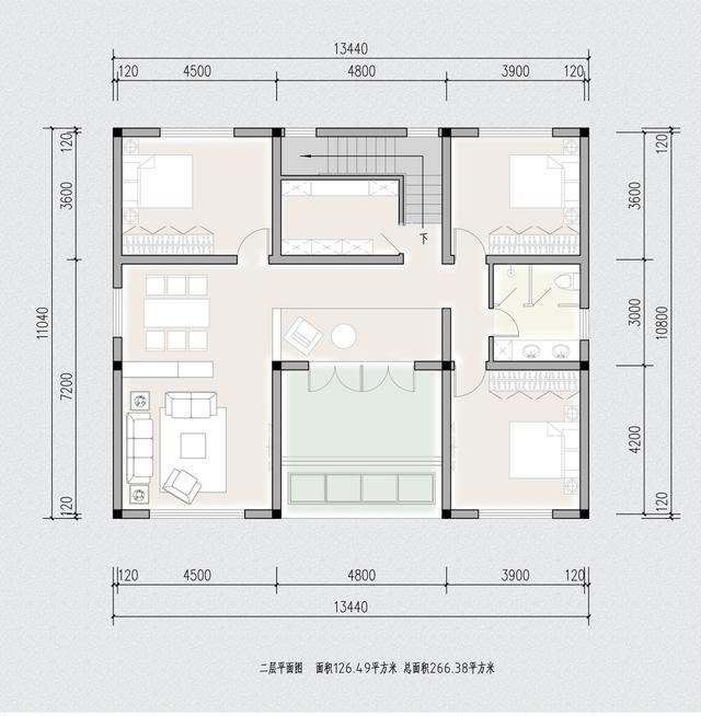 11x13兩層新中式庭院別墅，主體面積30萬平方米，非常適合農(nóng)村住宅建設(shè)