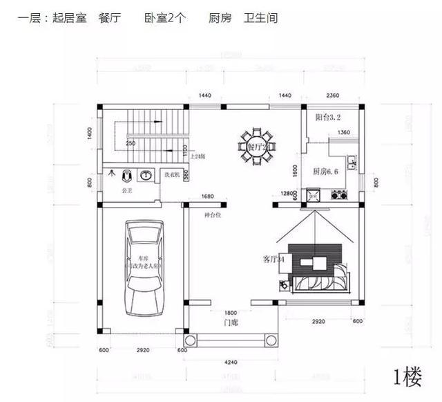 這款別墅根據(jù)農(nóng)村居住習(xí)慣設(shè)有堂屋神位，將品質(zhì)生活與傳統(tǒng)習(xí)俗相結(jié)合，適合廣大地區(qū)建造。