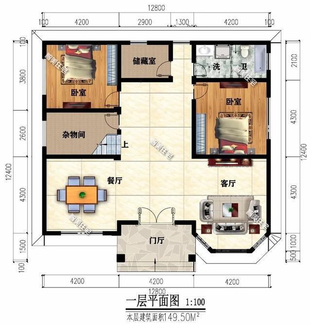 下面兩棟面寬尺寸均為12.8米的二層別墅，第一棟別墅廚房單獨(dú)建，外觀都非常驚艷，第二棟別墅外墻面貼滿了文化石。