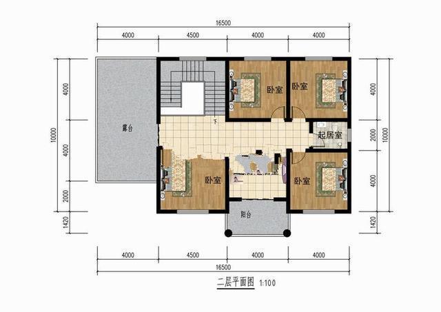 農村二層住宅建筑的設計圖，有一個大的下拉窗口設計，當美麗的住宅在家鄉(xiāng)建成時，沒有什么可擔心的。