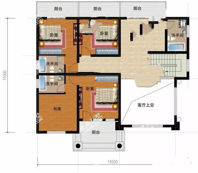 四層的鄉(xiāng)村別墅設計有斜屋頂，第一個客廳是空的，非常時尚有陽光的房間！