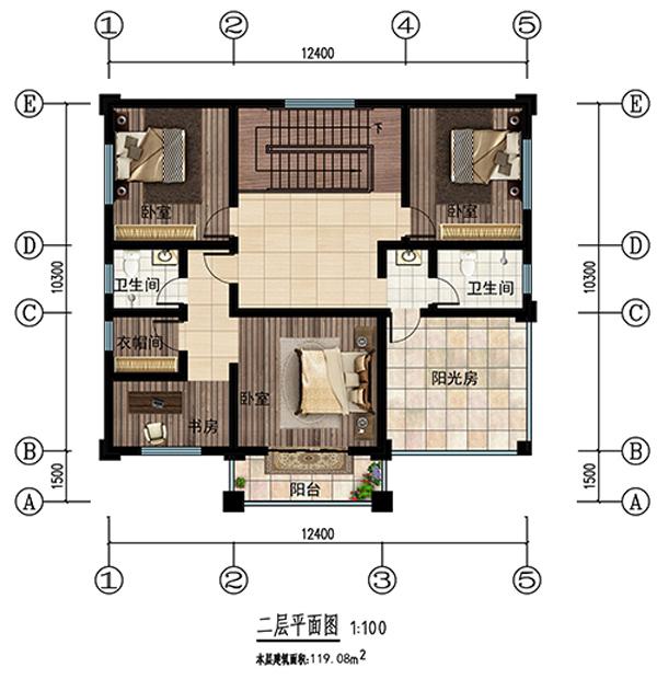 這座12.411.8米的2層別墅是設計師眼中的完美住宅類型，是一座實用而又美麗的鄉(xiāng)村住宅。