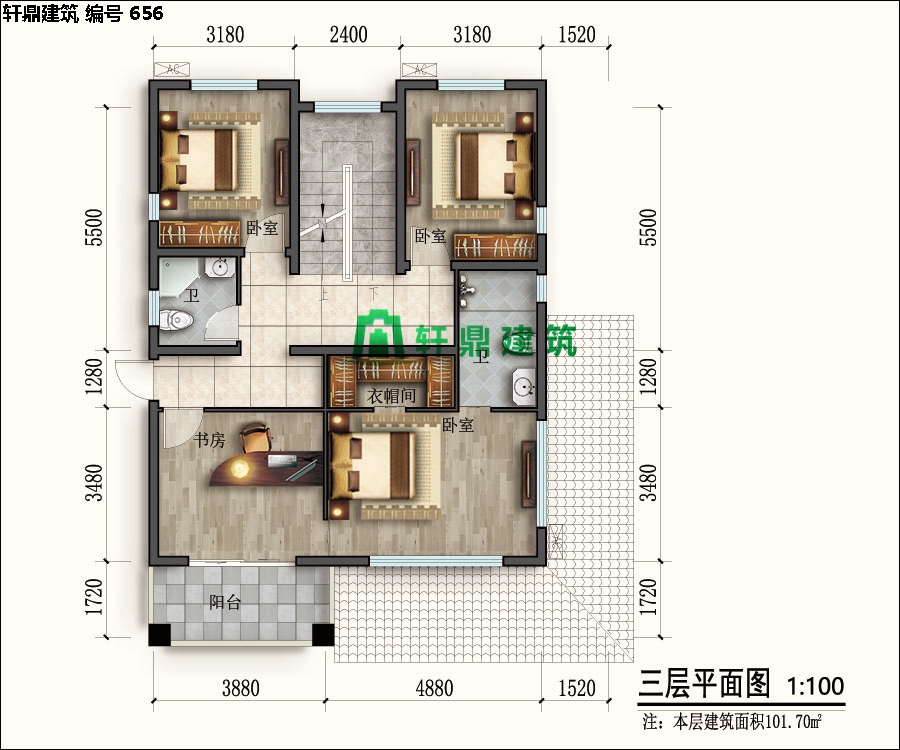 經(jīng)典四層紅磚別墅設(shè)計施工全套圖紙03.jpg