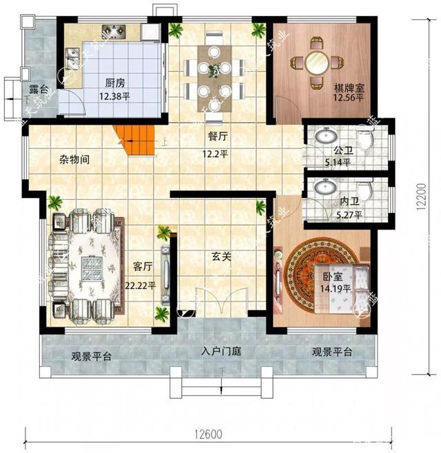 12.6米x 12.2m米經濟別墅設計圖