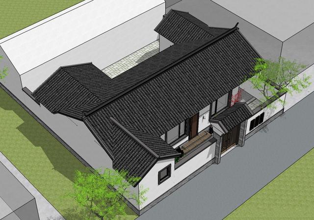 建筑整體屬于中式風格，總共是一層，因為業(yè)主偏愛中式建筑的經(jīng)典文化氣息，所以要在老家建一棟養(yǎng)老!