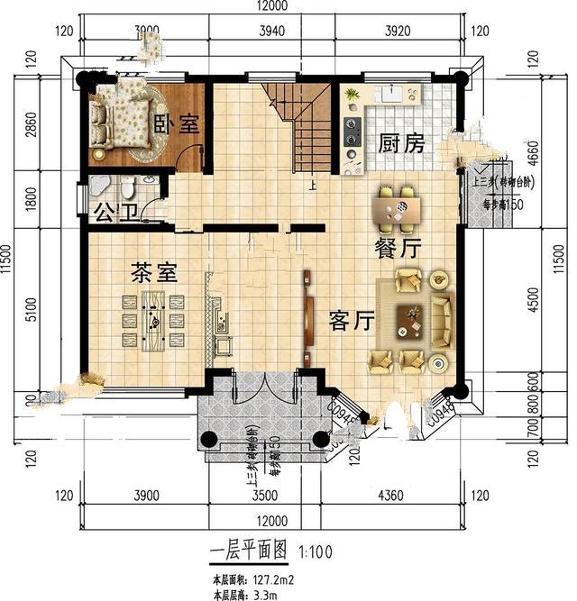 占地128平復(fù)式大樓別墅