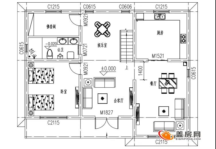 農(nóng)村二樓半建造住宅設(shè)計(jì)圖