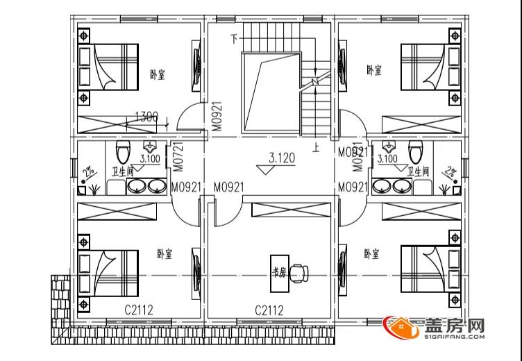 農(nóng)村二樓半建造住宅設(shè)計(jì)圖