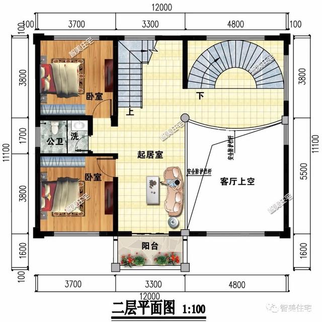 兩個客廳設(shè)計成的農(nóng)村別墅設(shè)計