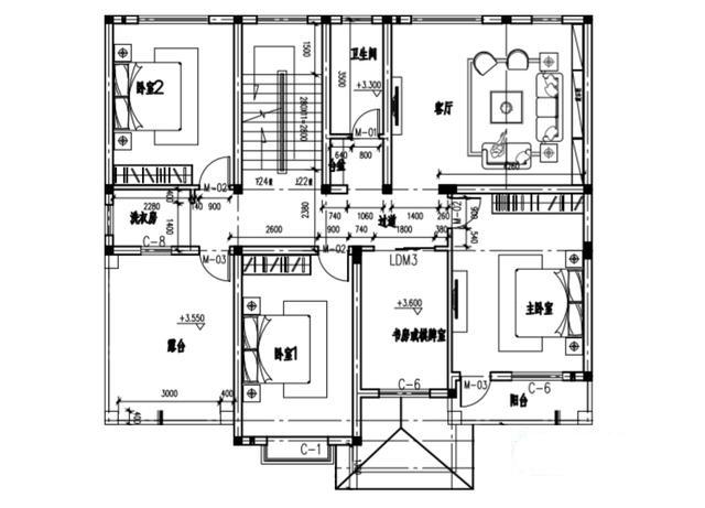 二層帶車庫(kù)的自建房屋設(shè)計(jì)圖