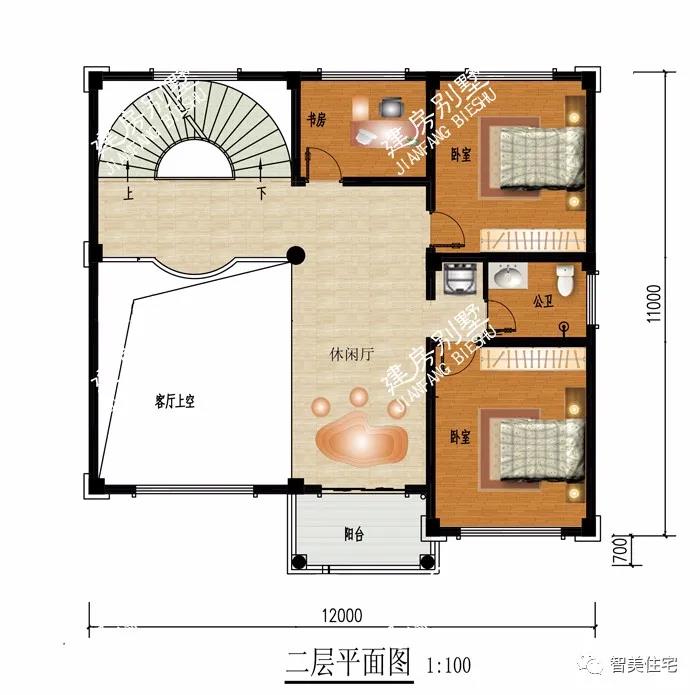 帶空客廳挑空設(shè)計的螺旋樓梯的別墅