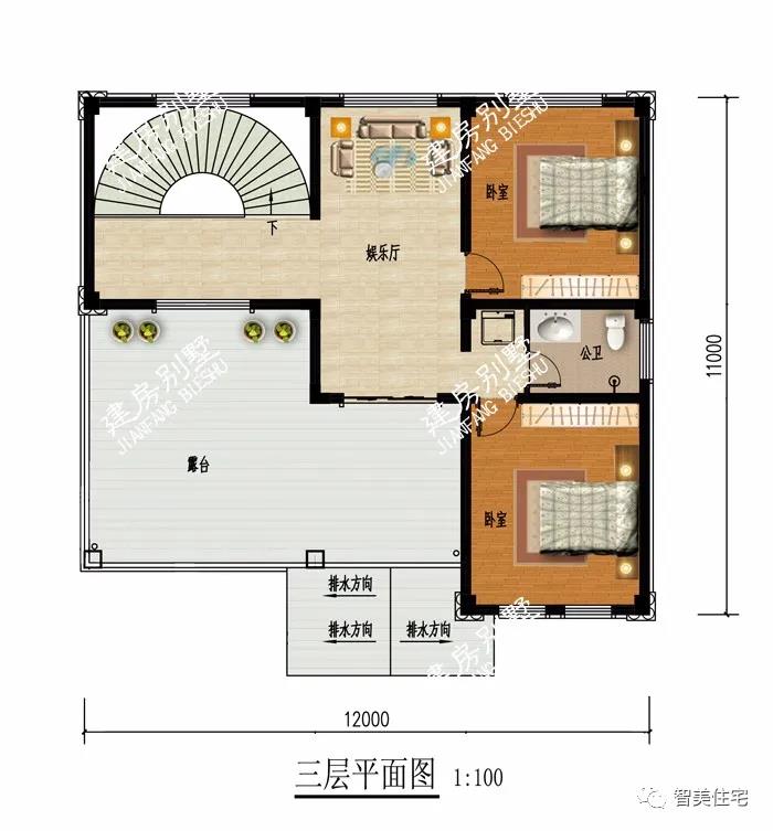 帶空客廳挑空設(shè)計的螺旋樓梯的別墅