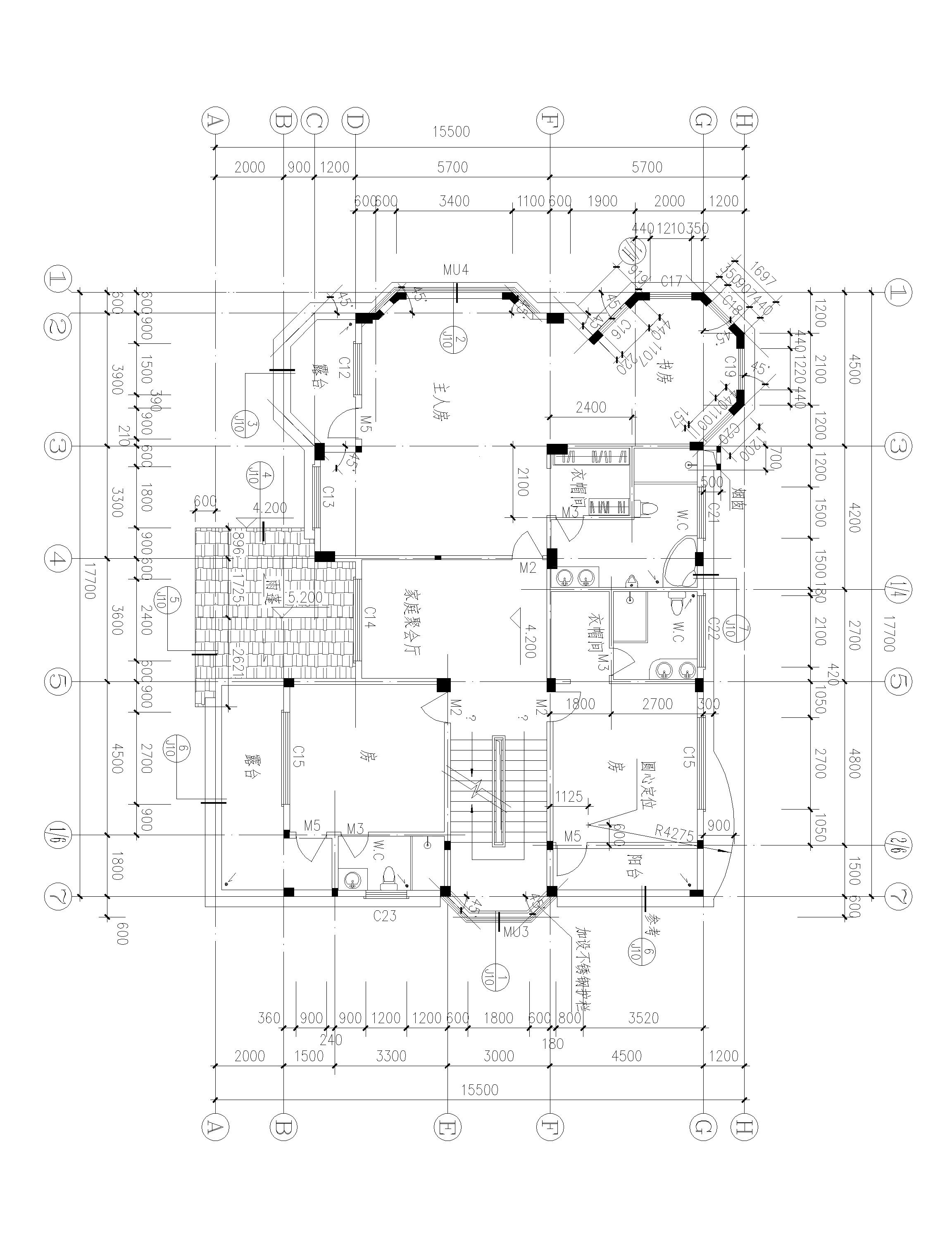兩層半歐式別墅設(shè)計(jì)方案，適合多孩家庭，總建筑面積555㎡
