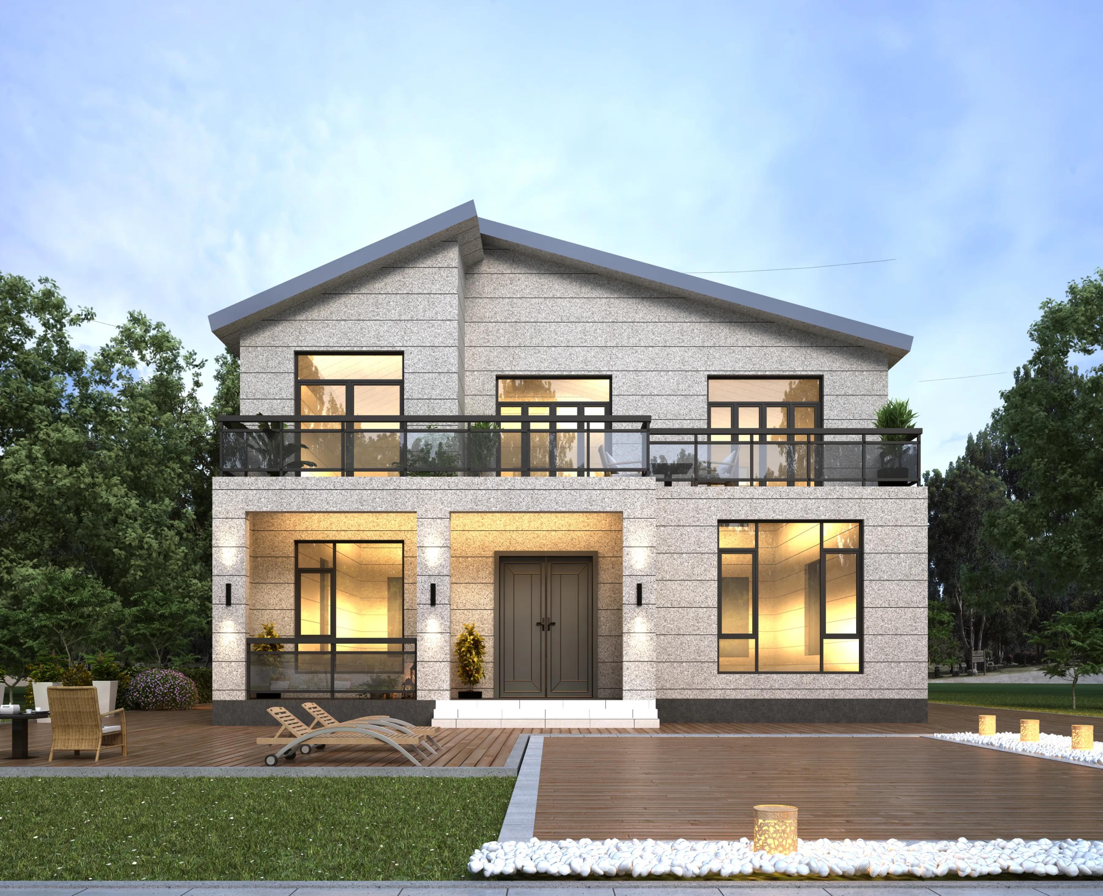 現(xiàn)代簡約鄉(xiāng)村二層別墅住宅圖，鄉(xiāng)村自建二層小別墅效果